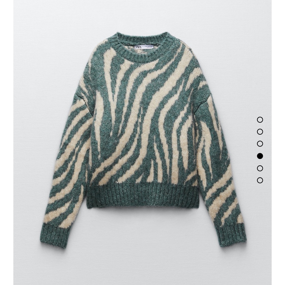Zara Green and Cream Zebra Sweater